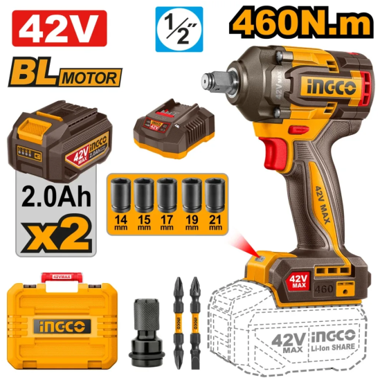 Аккумуляторный гайковерт INGCO CIWLI42462