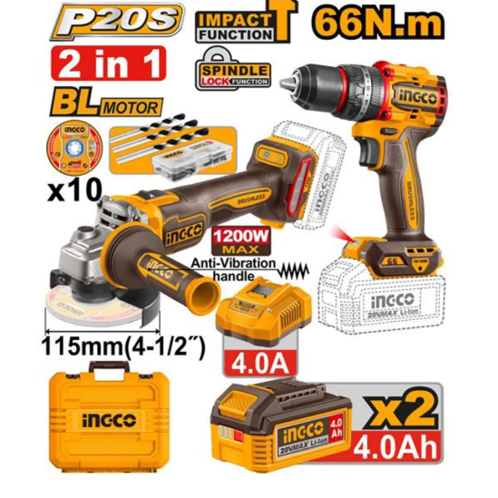 Набор аккумуляторных инструментов INGCO CKLI20256