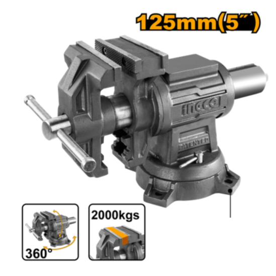 Тиски поворотные с наковальней INGCO HBV085 125мм 0