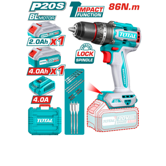 Аккумуляторный шуруповерт TOTAL TIDLI20868