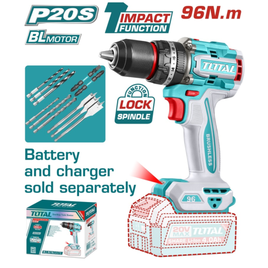 Аккумуляторный шуруповерт TOTAL TIDLI209681