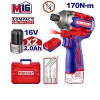 Аккумуляторный ударный шуруповерт EMTOP ECIRL16178