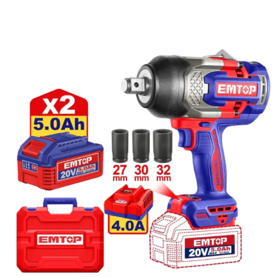 Аккумуляторный ударный гайковёрт EMTOP ECIWL20135 0