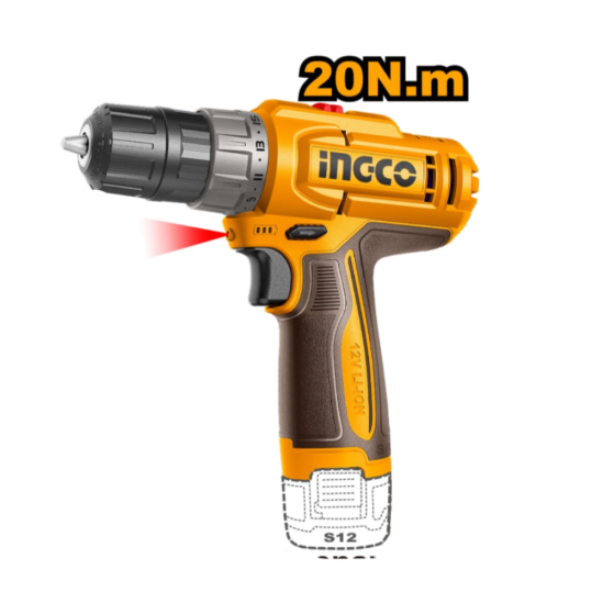 Компактный аккумуляторный шуруповерт INGCO CDLI12206 (12В)