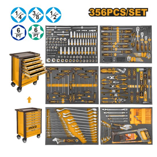 Набор инструментов в тележке INGCO HTCS273561 (356 предметов)