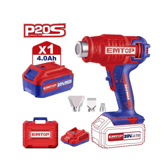 Аккумуляторный фен строительный  EMTOP EHGN200215