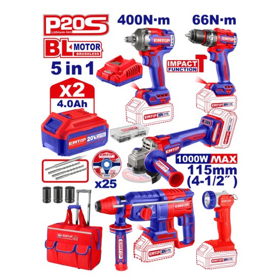 Набор аккумуляторных инструментов EMTOP ECKL2059