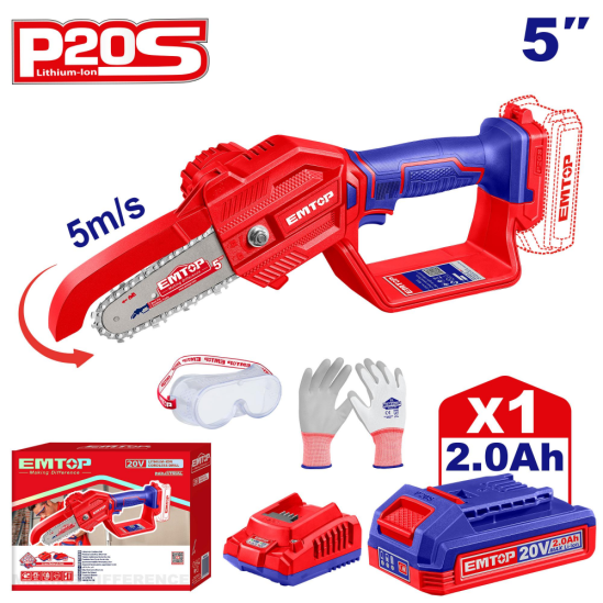 Аккумуляторная садовая пила EMTOP ELGA20581