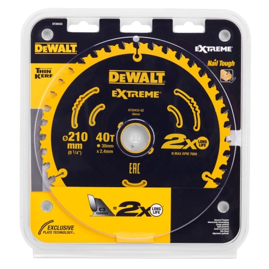 Пильный диск 210x30х40T DeWALT Extreme DT20433-QZ