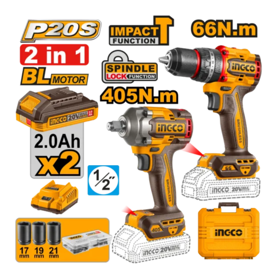Набор аккумуляторных инструментов INGCO CKLI20286