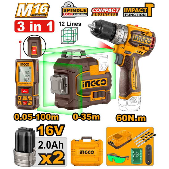 Набор аккумуляторных инструментов INGCO COSLI250101