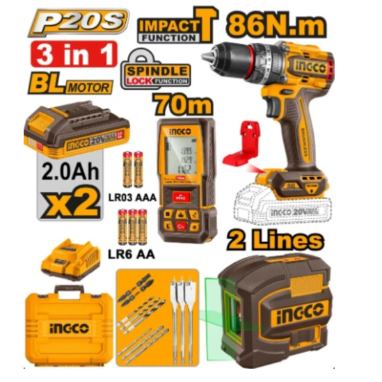 Набор аккумуляторных инструментов INGCO COSLI251001