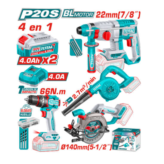Набор аккумуляторных инструментов TOTAL TOSLI250695