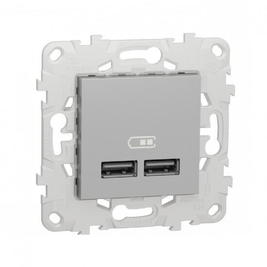 Розетка 2-х USB Schneider Electric Unica New 5 В / 2100 мА белый