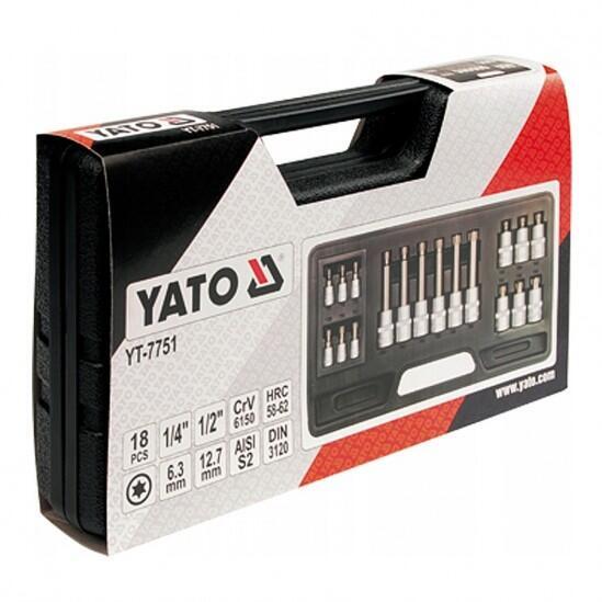 Набор головок с 6-гранными насадками YATO YT-7752 18 предметов 1/2" 0