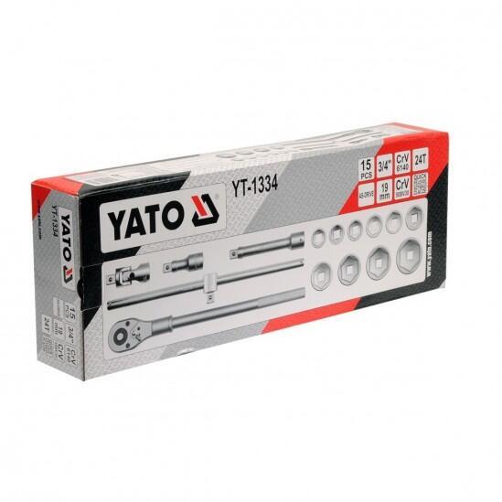 Набор головок с принадлежностями YATO YT-1334 15 предметов 30-60 мм 3/4" 1