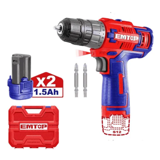 Аккумуляторная дрель-шуруповерт EMTOP ECDL12620
