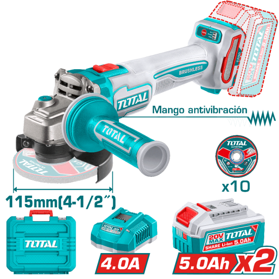 Аккумуляторная угловая шлифмашина TOTAL TAGLI2120252 0