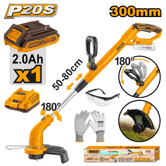 Аккумуляторный триммер 20 В INGCO CGTLI20301