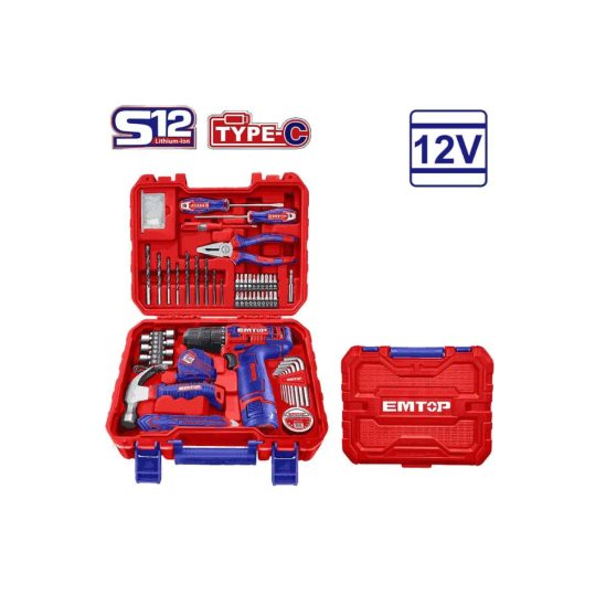 Набор инструментов с аккумуляторной отверткой EMTOP EEDK09601
