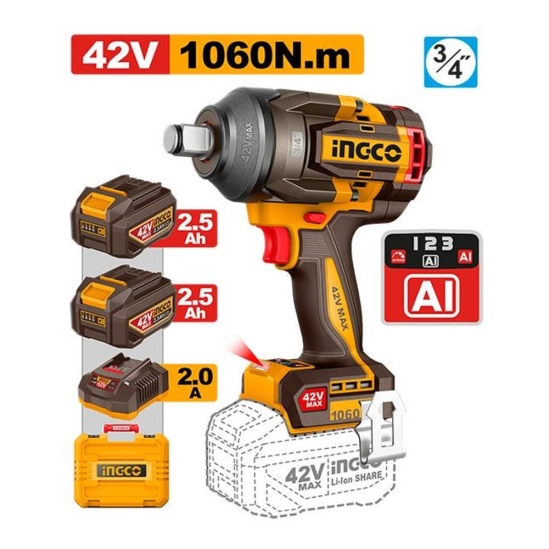 Аккумуляторный гайковёрт INGCO CIWLI421062 42 В