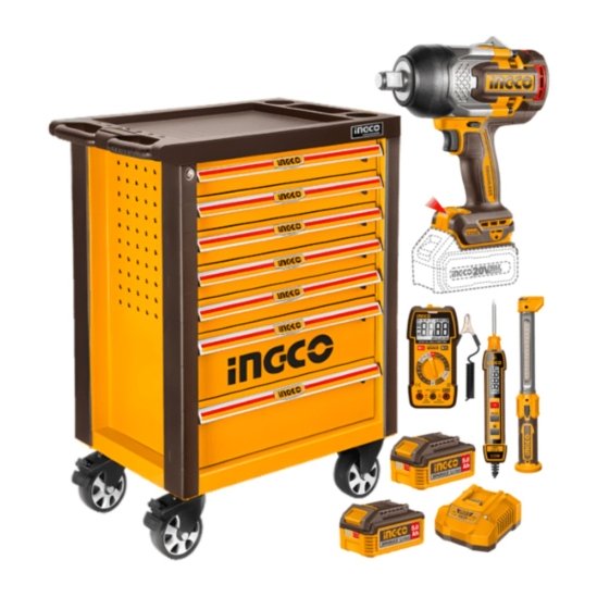 Инструментальная тележка с набором инструментов INGCO HTCS282962
