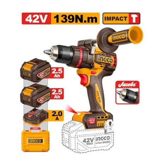 Аккумуляторный ударный шуруповёрт INGCO CIDLI4213982 42 В