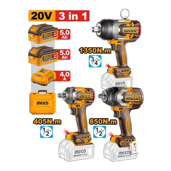 Набор аккумуляторных гайковёртов INGCO COSLI260788 20 В 3 шт