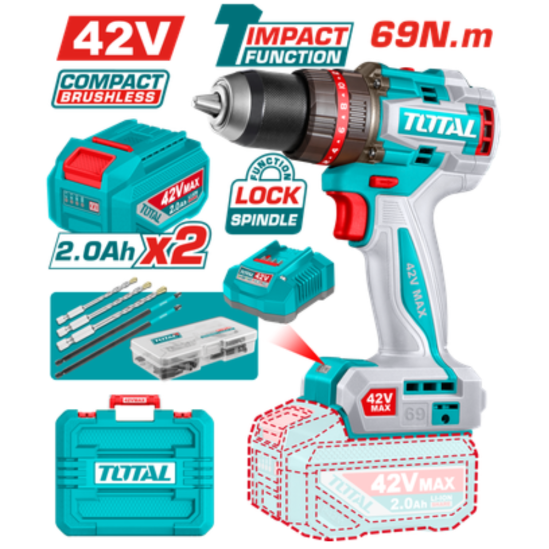 Аккумуляторный шуруповерт TOTAL TIDLI426982 42В