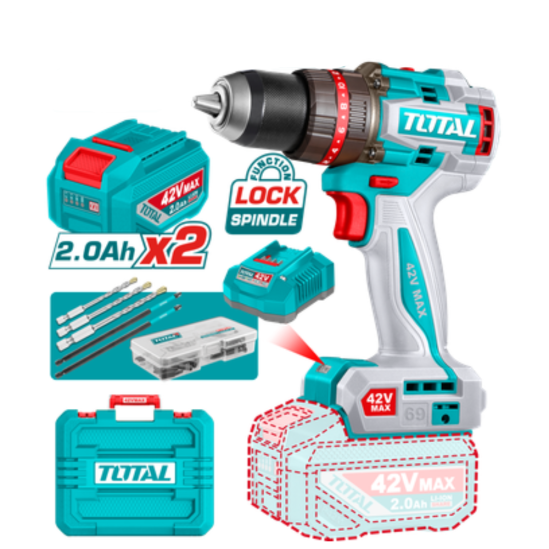 Аккумуляторный шуруповерт TOTAL TIDLI426982 42В 0