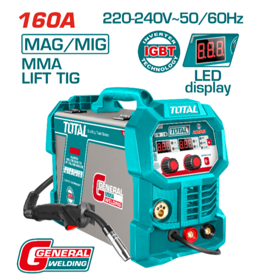 Сварочный полуавтомат инверторный TOTAL TMGT16058 MIG/MMA/TIG