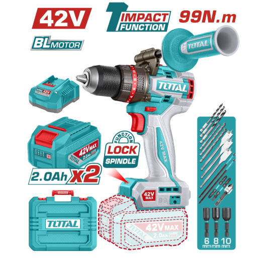 Аккумуляторный шуруповерт TOTAL TIDLI429982 42В