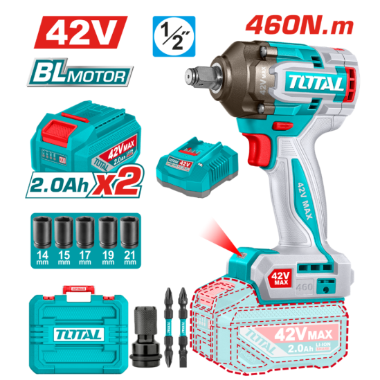 Аккумуляторный гайковерт TOTAL TIWLI42462 42В