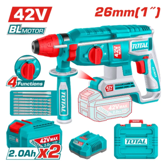 Аккумуляторный перфоратор TOTAL TRHLI422682 42В
