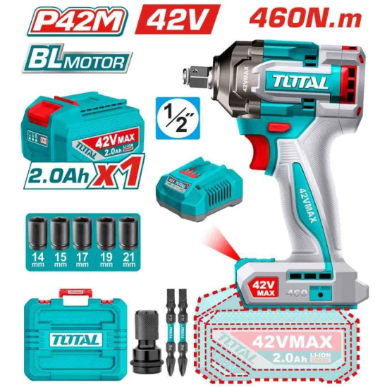 Аккумуляторный гайковерт TOTAL TIWLI42461 42В
